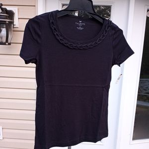 Brand new Talbots Black Braided Tee SP